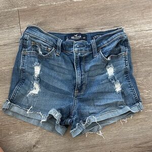 Hollister Women's Blue Ripped Jean Shorts